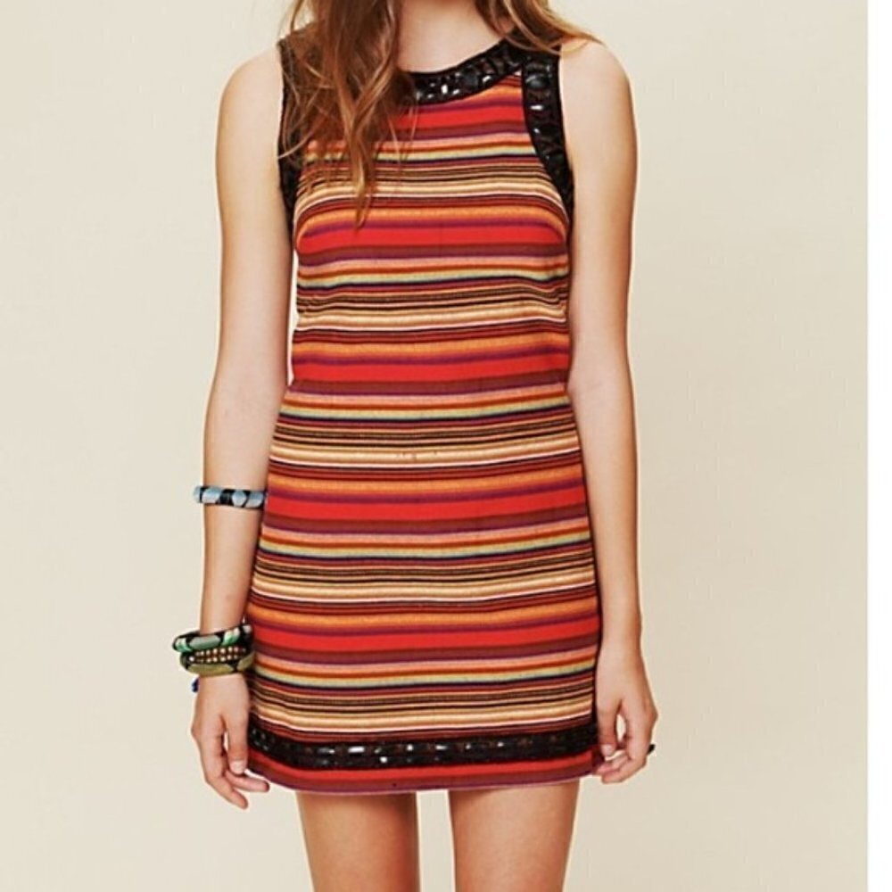Free People New Romantics beaded stripe dress